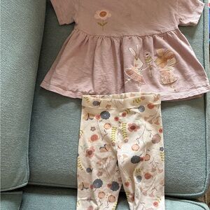 Pink Floral Top and Leggings Set